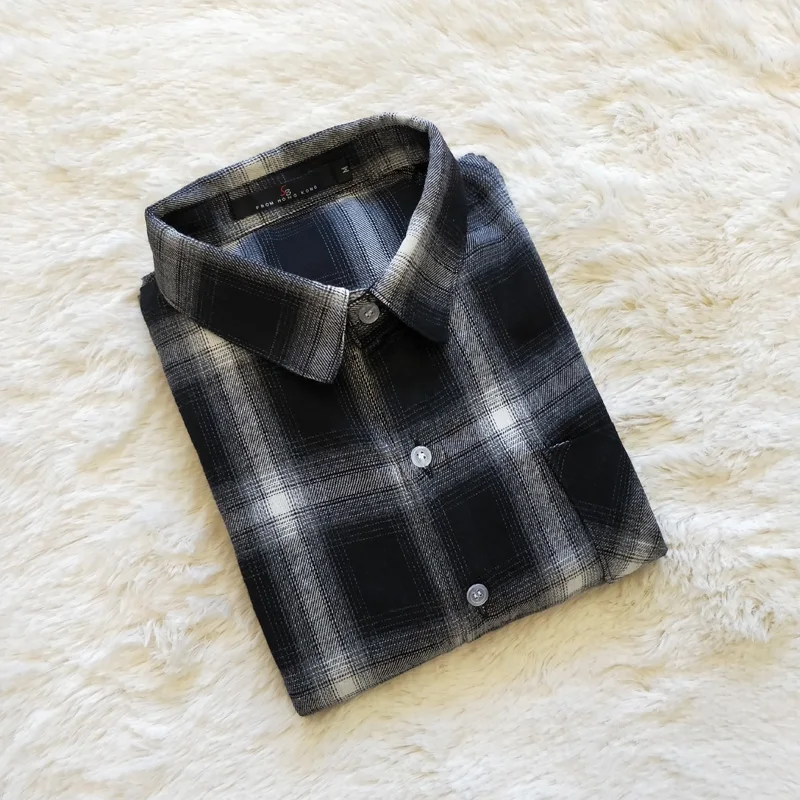 

Free shipping Size S-3XL 2019 Autumn sanded Long-sleeve Plaid Shirt female Slim casual shirt