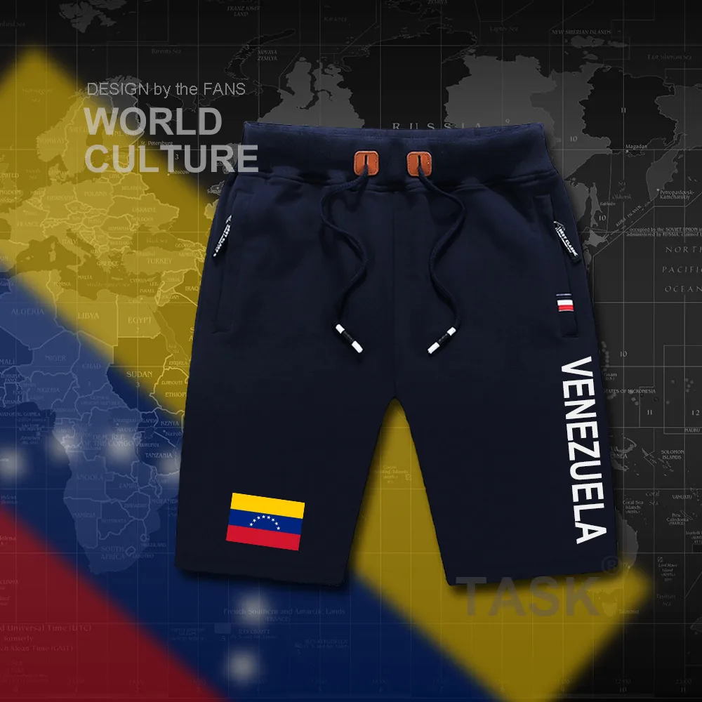 Мужские пляжные шорты Venezuela Venezuelan мужские шорты для тренировок с флагом на молнии и карманом, бодибилдинг, хлопок, VEN VE