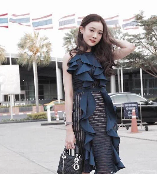 2018 весенние женские модные праздничные платья с рюшами и элегантные вечерние