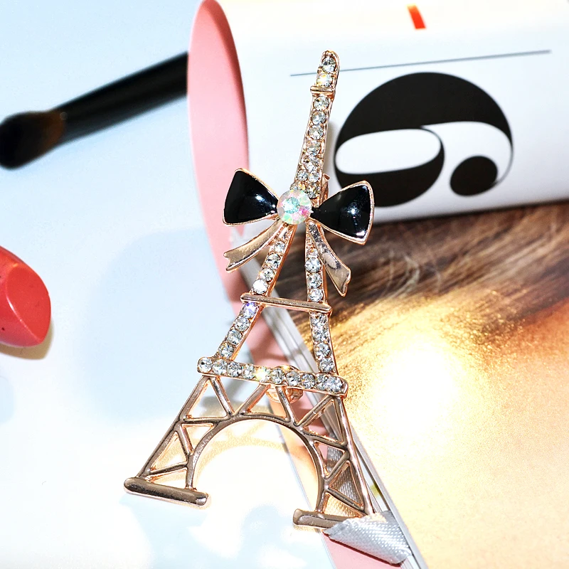 Zhen томоми Простые Романтические пирсинг Эйфелева башня Стразы значок корсаж