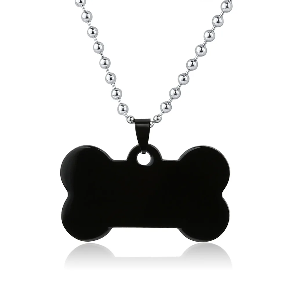 black GAGAFEEL, нержавеющая сталь, Neklace, персонализированная гравировка, текст, для домашних животных, ID, бирка, идентификация, индивидуальное имя, адрес телефона - Окраска металла: black