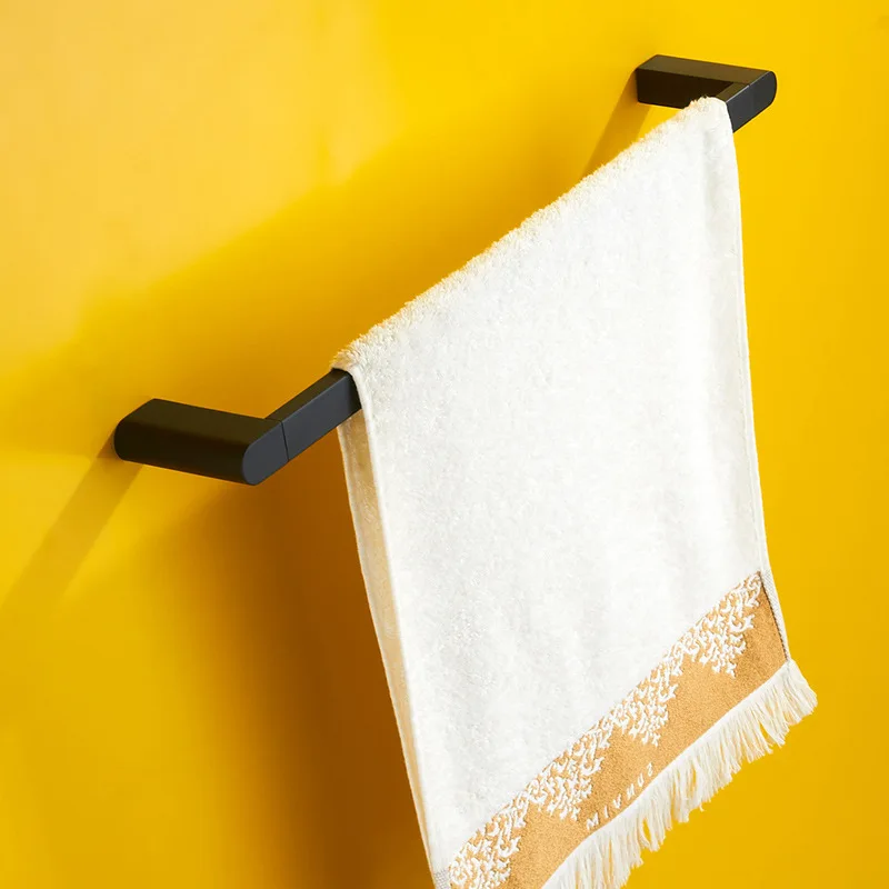Free Shippinng Modern single towel bars wall mounted Zinc Alloy black rods bathroom hardware accessories | Обустройство дома