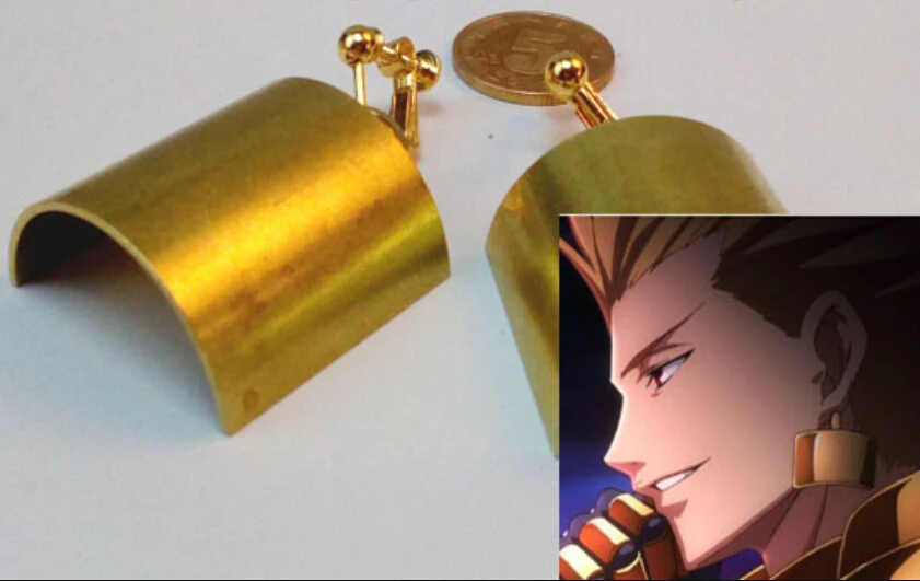 Серьги клипсы для косплея FGO винтажные латунные зажимы ушей Fate Grand Order Gilgamesh
