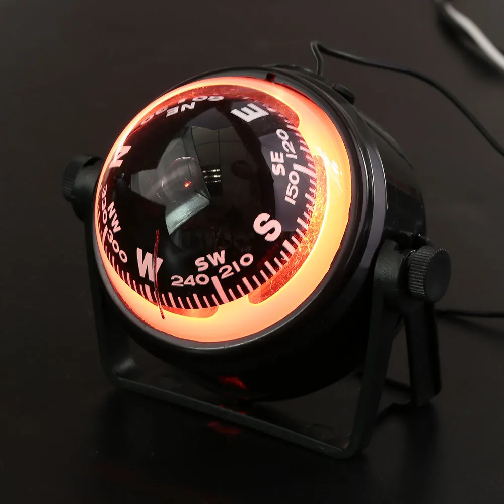 

12V Car Ship Compass Sea Marine Electronic Digital Compass Boat Caravan Truck Black Car Compass With LED built-in Light Light