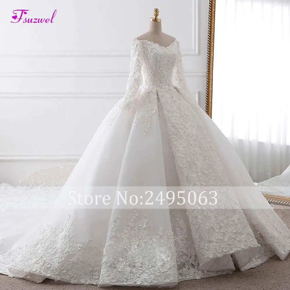 Гламурное свадебное платье с аппликацией и длинным шлейфом 2020 модная