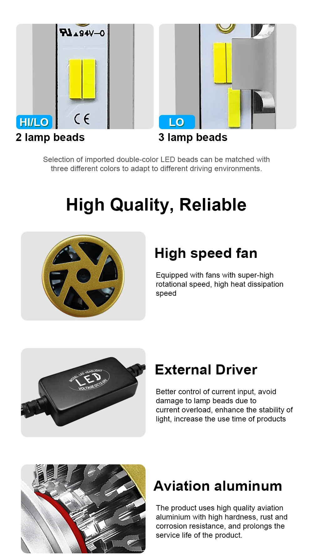 Roadsun H4 светодиодный налобный фонарь H1 H7 H11 HB3 HB4 H8 светодиодный фонарь для автомобиля, три цвета, Переменная температура 3000K 4300K 6000 K, автомобильная лампа