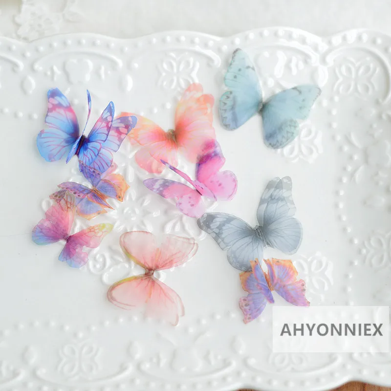 10 шт. нашивки бабочки из шифона AHYONNIEX аппликации для платья аксессуары волос