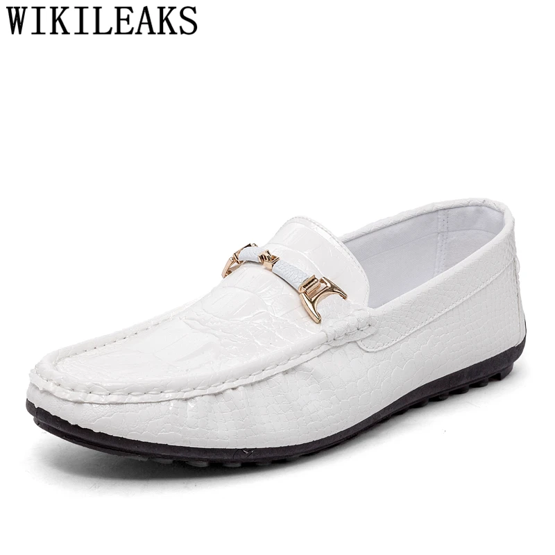 Crocodile Shoes Mens Casual Luxury Brand Loafers Patent Leather Men Sepatu Kulit Pria Zapatillas Hombre Sapatos | Обувь