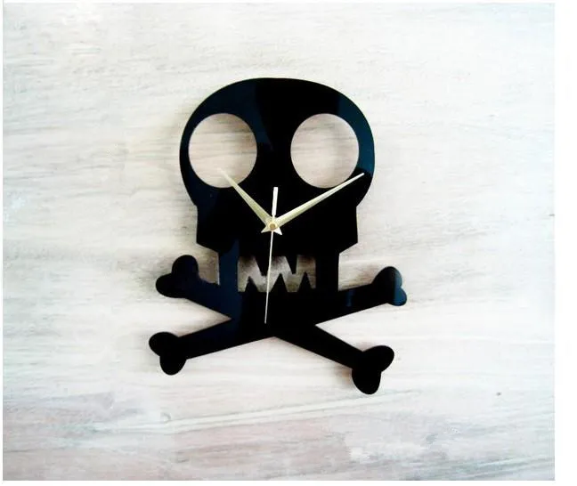 

Acrylic fashion creative personality living room wall clock silent clock quartz watches skull Art clock