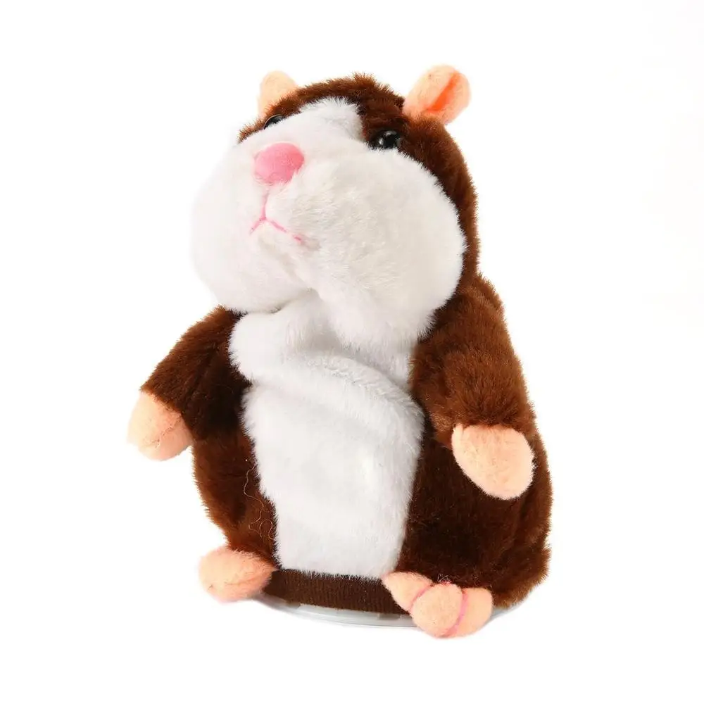 16cm Lovely Talking Hamster Sound Record Repeat Stuffed Plush Christmas Animal Kawaii Talking Nodding Hamster Toy Drop shipping - Цвет: Dark Brown