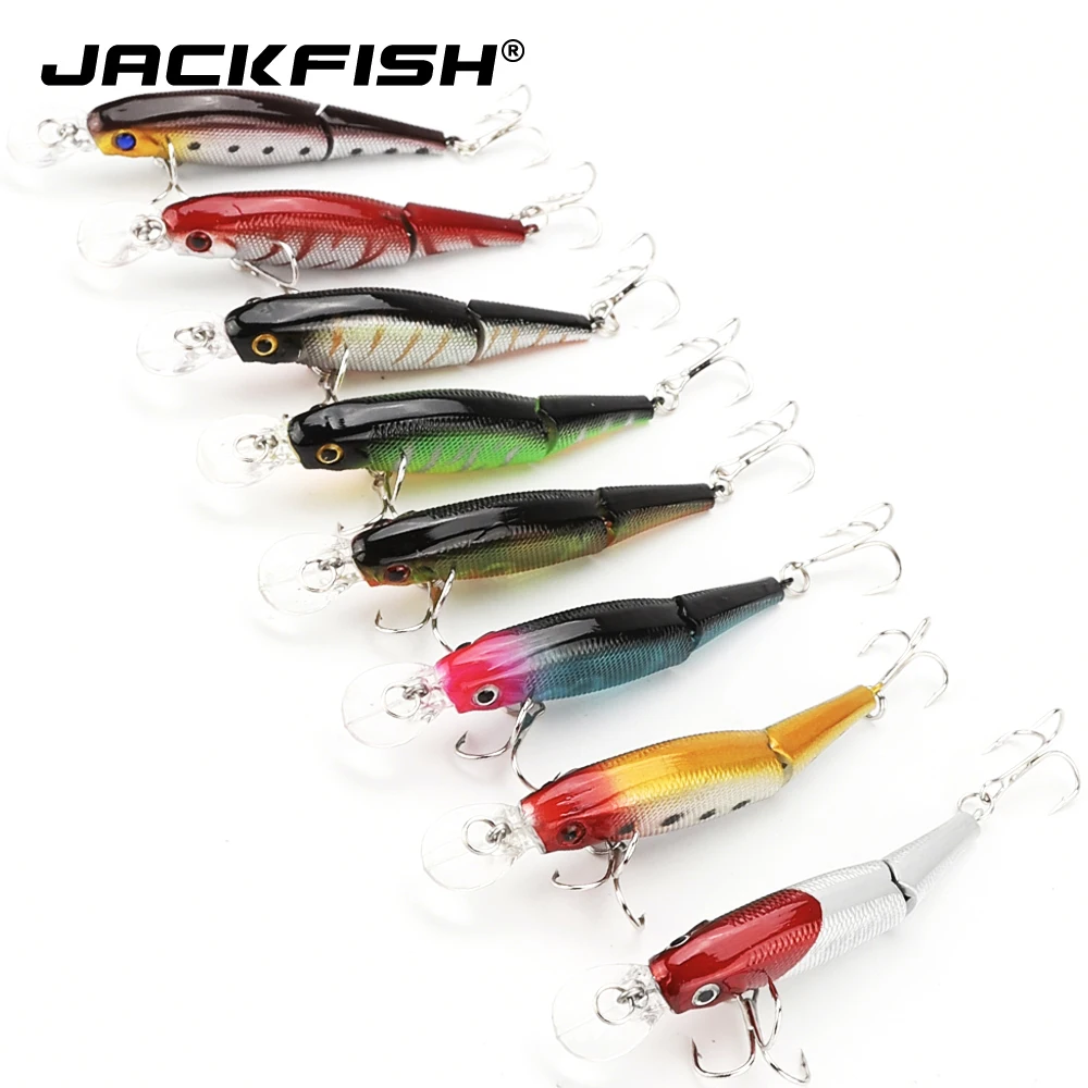 

Джекфиш 2 секции Swimbait 3D глаза реалистичные рыболовные приманки с 6 # Тройной крюки, твердая наживка искусственные приманки рыболовные снасти
