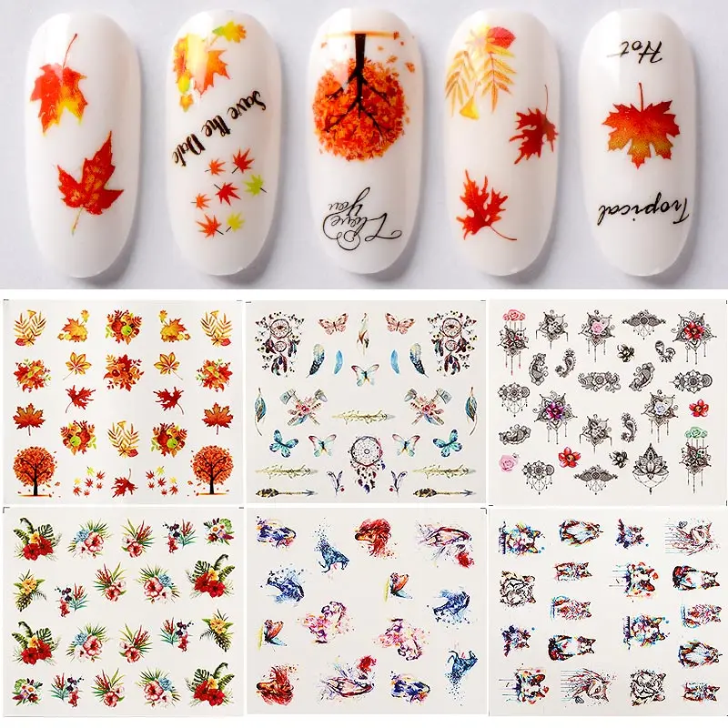 

T-TIAO CLUB Nail Sticker Cartoon Flower Water Transfer Decal Sliders for Nail Art Decoration Tattoo Manicure Wraps Tools Tips