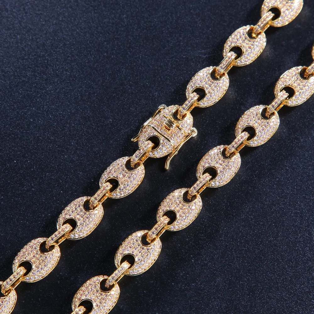 Men Hip hop iced out bling Chains Necklaces &amp Bracelet for 1set Zircon High quality Hiphop chain necklace jewelry luxury gifts |