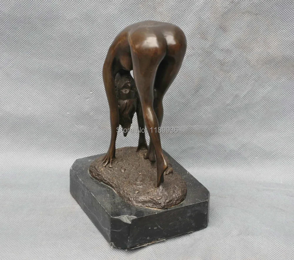 Бронзовая привлекательная статуя 8 дюймов для красоты тела женская обнаженная