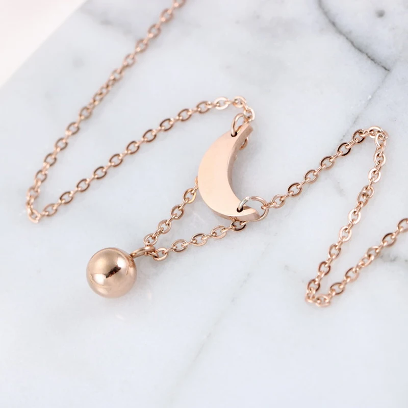 Новое прибытие 18 + 2 дюймов розового золота Moon Форма Цепочки и ожерелья Jewelry