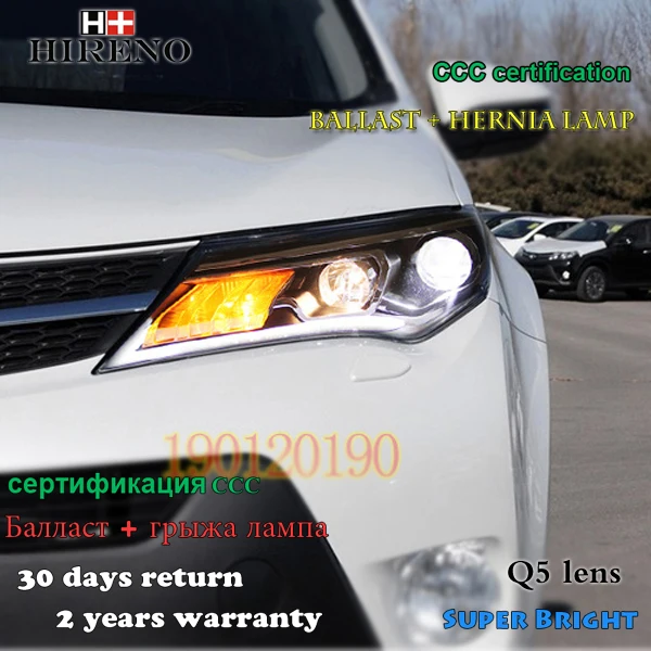 Hireno фары для 2013 2015 Toyota RAV4 фар сборки LED DRL ангел объектив двойной луч ксеноновые 2