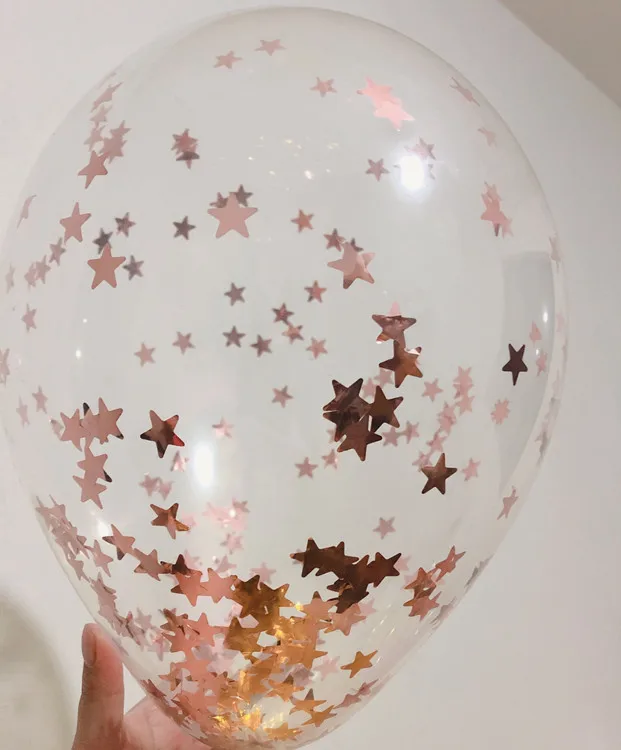 Rose Gold Star 1 упаковка 10 дюймов прозрачное розовое золото; круг звездный конфетти латексные воздушные шары Свадьба День Рождения Декор Sownflake гелиевые прозрачные шарики - Цвет: Rose Gold Star