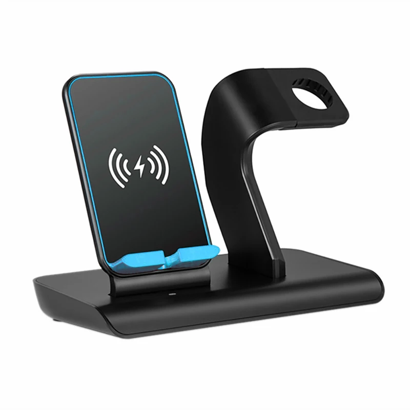 Black Fdgao 10 Вт QI Беспроводной Зарядное устройство для наручных часов Apple Watch 5 4 3 2 iPhone 11 Pro XS Max XR X 8 2 в 1 быстрой зарядки Держатель для samsung S9 S10 - Тип штекера: Black