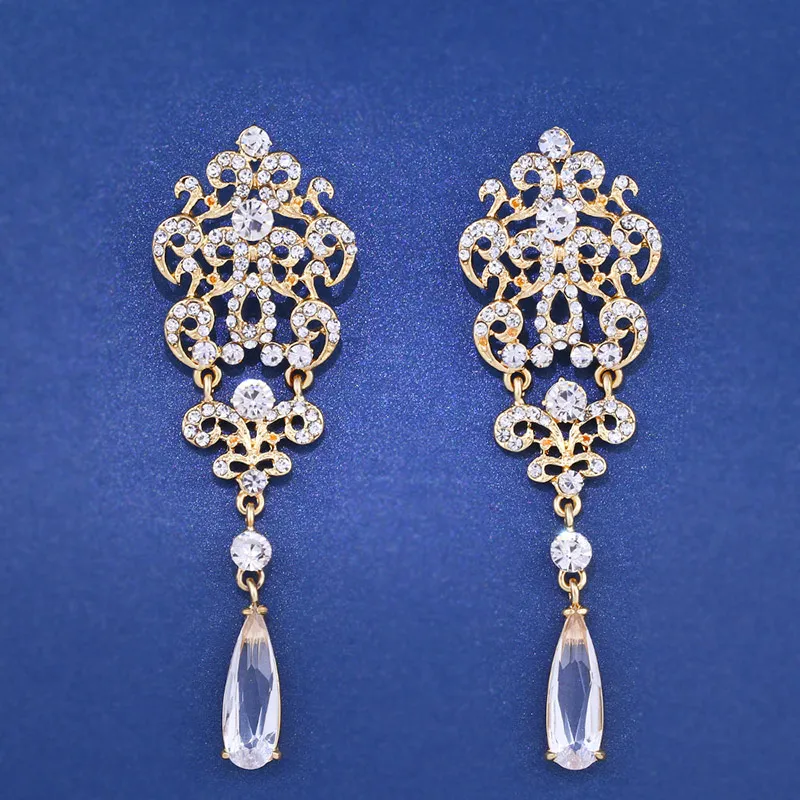 Большие роскошные свадебные серьги с кристаллами для невесты вечерние длинные