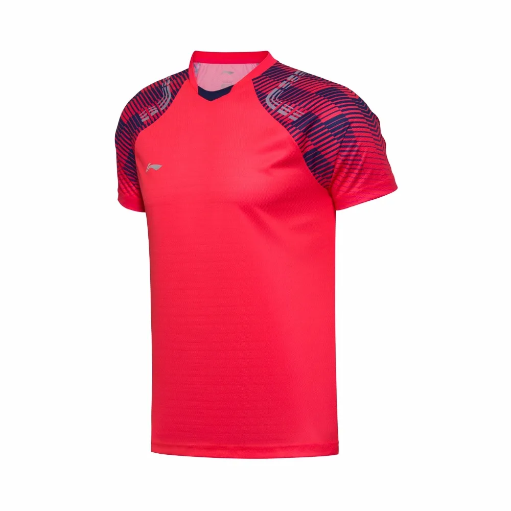 Li-Ning, мужские профессиональные футболки для бадминтона, Стандартная посадка, дышащая удобная подкладка, Спортивная футболка для соревнований, футболка, AAYN031