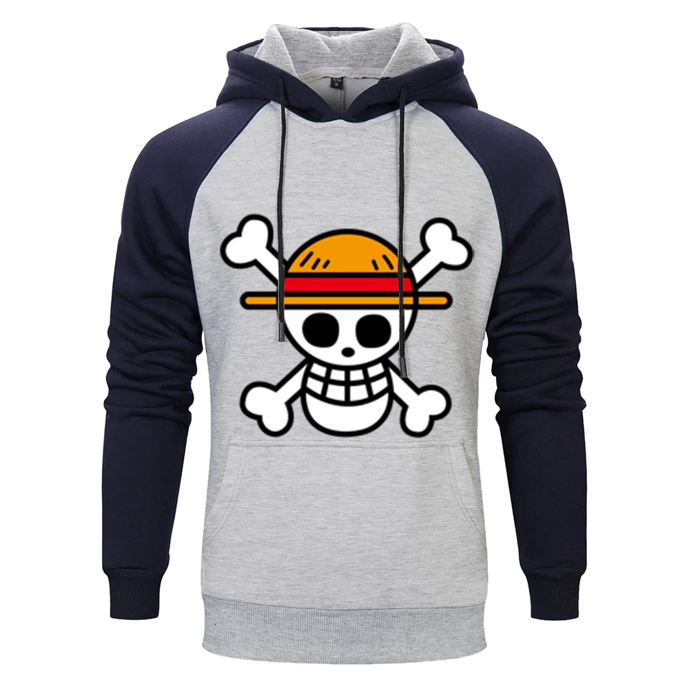 One piece Аниме мужские Комплекты Толстовки штаны Череп Луффи толстовка с капюшоном штаны Осень Зима повседневные 2 шт Спортивные Штаны Толстовка