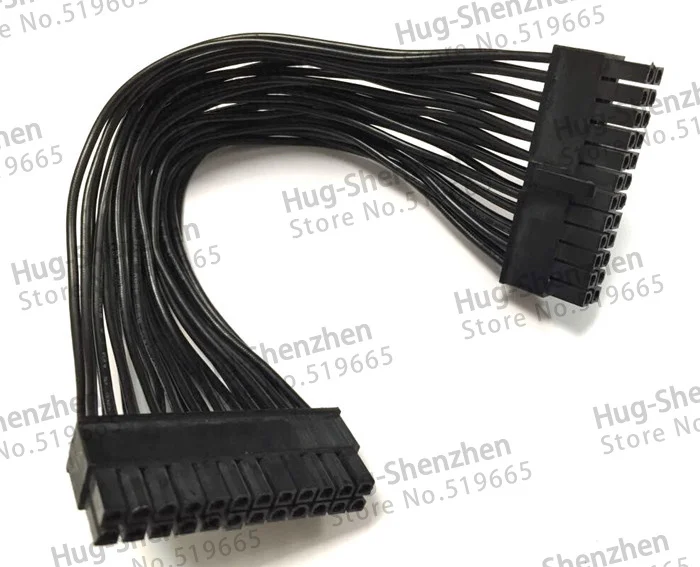 2 шт. Высокое качество Черный 24Pin male to 24 Pin ATX БЛОК ПИТАНИЯ Кабель Удлинитель 18AWG 20