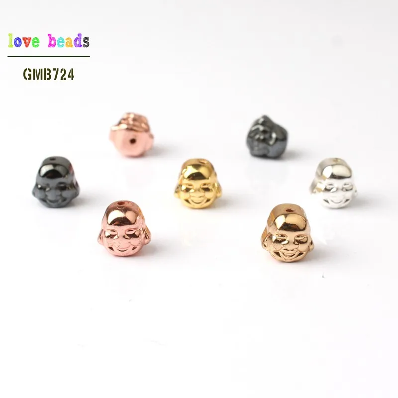 

Natural 10pcs Tibetan Silver Color Hematite Buddha Head Spacer Loose Beads Charms for Jewelry Making Diy Bracelet 8x8x7mm