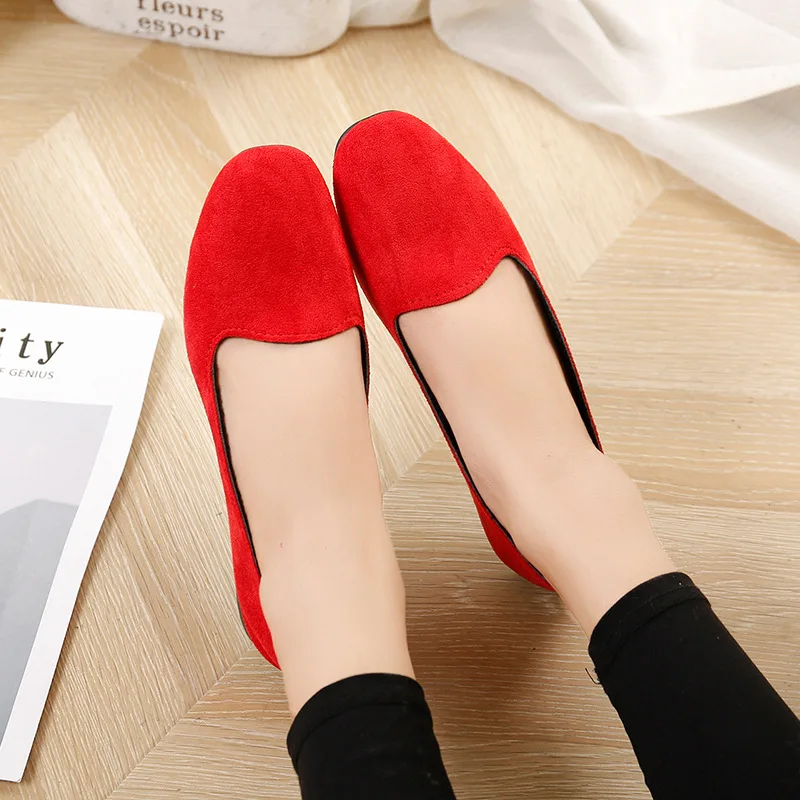 Plardin Fashion Flock Women's Flats For New Summer Slip-On Round Toe Casual Flat Shoes Basic ballet Shoes Woman Size Plus