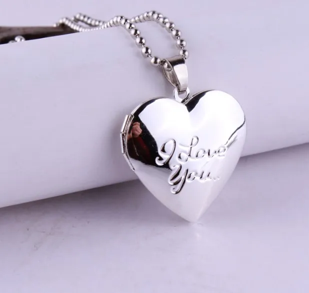 Love stainless steel Нержавеющая сталь глянцевые сердца карманные часы ожерелье положить фотографии открыть и закрыть Мода кулон любовь ожерелье для женщин ювелирные изделия - Окраска металла: Love stainless steel
