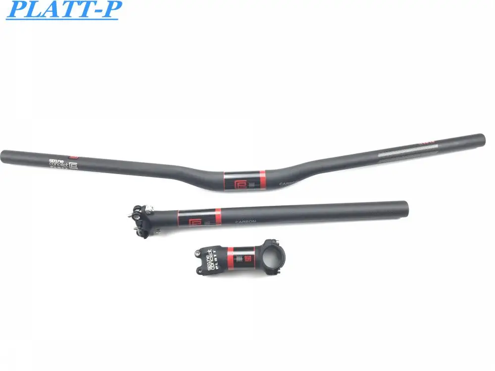 PLATT белый гладкий красный комплект ALU углеродный руль для горного велосипеда +