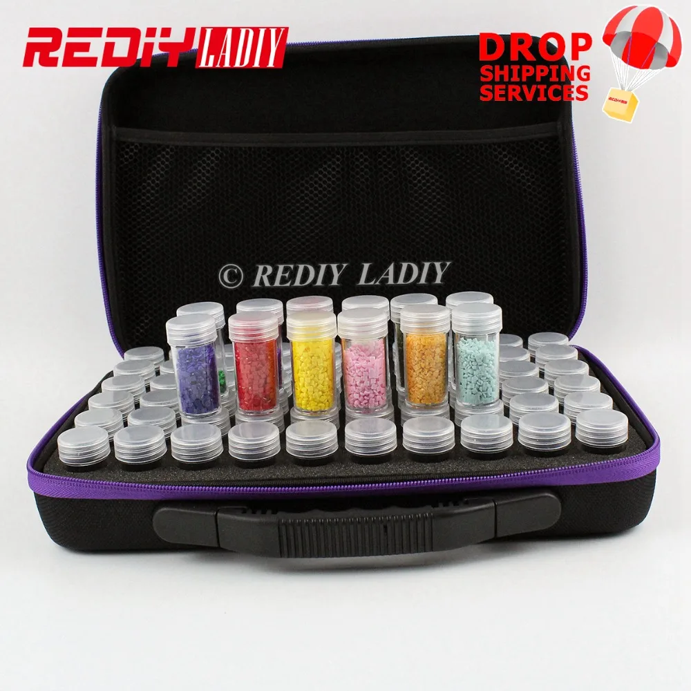 

60 Bottles Diamond Embroidery Painting Tool Container Storage Box Carry Case Holder Hand Bag Zipper Design Shockproof Durable