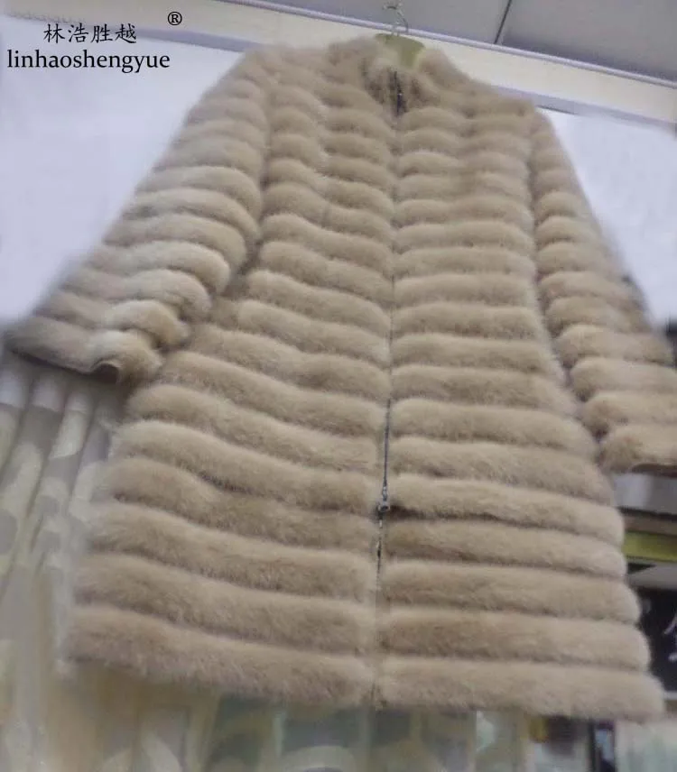 Linhaoshengyue Real Mink Fur  Long Grey Blue Black  90cm    Mink Fur Coat Freeshipping 2:2.2