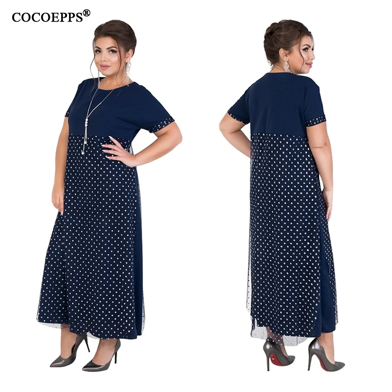 

Big Size Long Maxi Dress 5xl 6xl Summer Dress 2019 Dot Mesh Elegant Party Night Dress Plus Size Women Clothes Large Vestidos