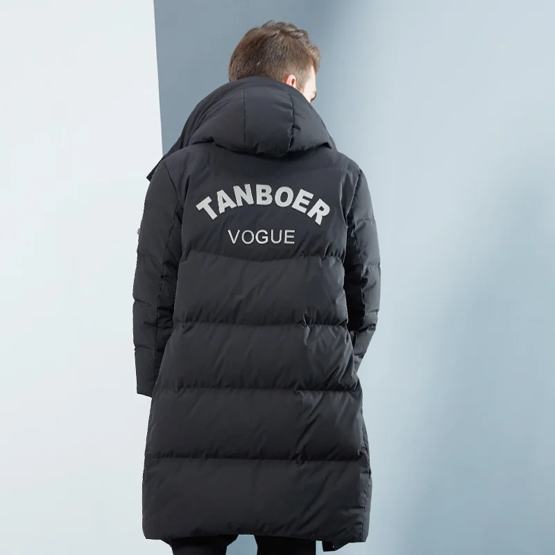 Мужской пуховик TANBOER зимнее пальто с гусиным пухом свободные длинные стильные