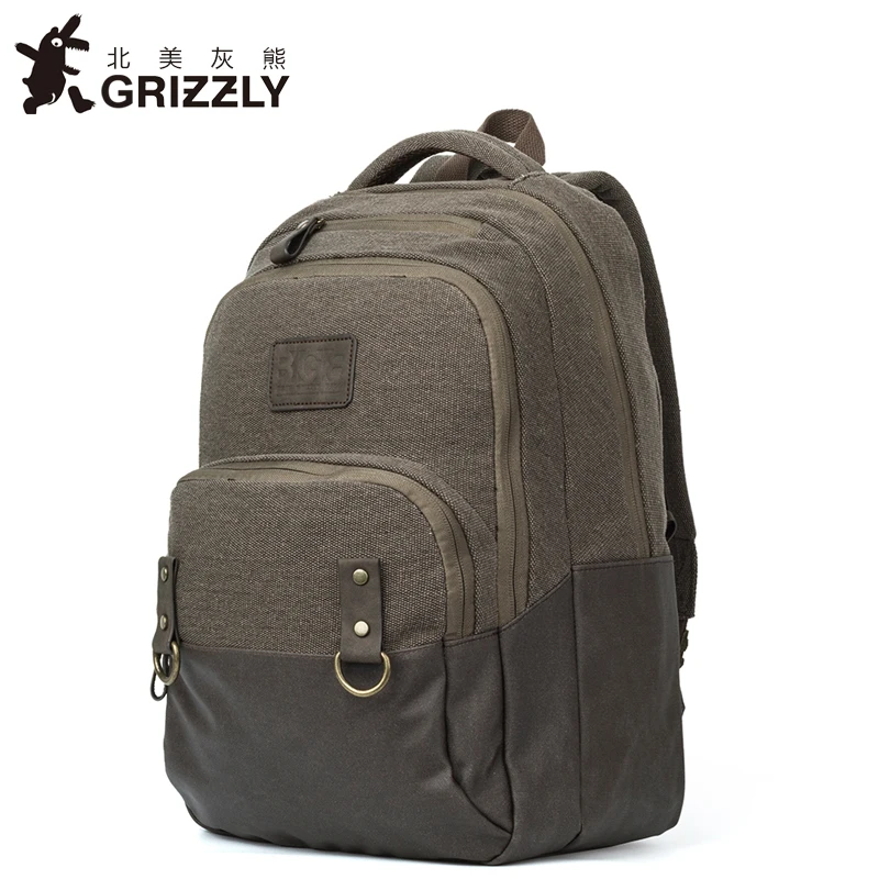 GRIZZLY мужской холщовый рюкзак для ноутбука Mochila мальчиков подростков школьные сумки повседневные
