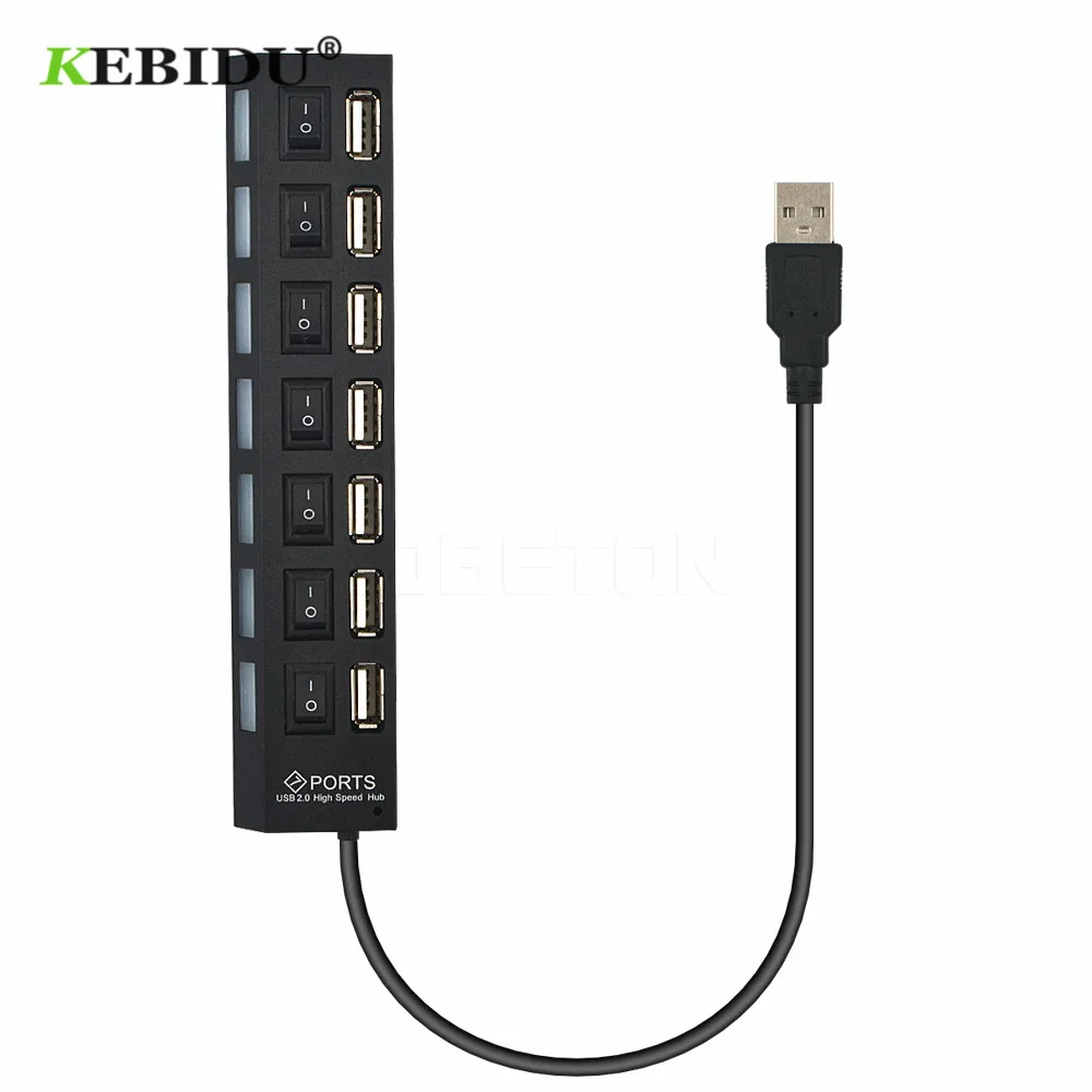 Разветвитель KEBIDU USB на 7 портов 480 Мбит/с 2 0|USB-адаптеры| |