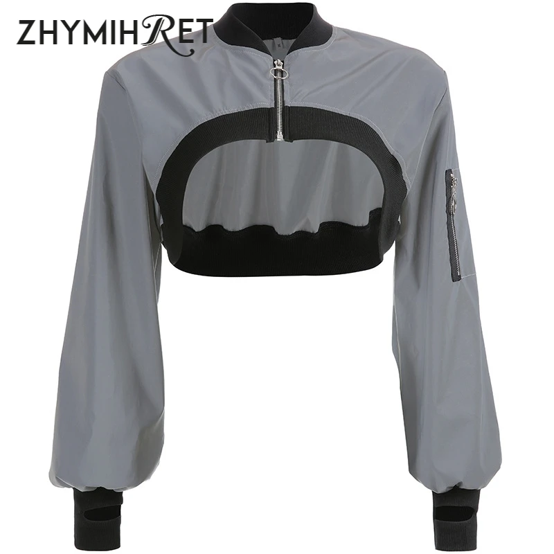 Женская Светоотражающая куртка ZHYMIHRET уличная куртка-бомбер в стиле хип-хоп с