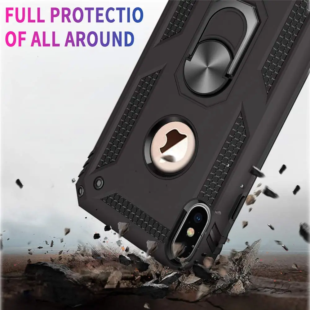 Автомобильный металлический чехол с кольцом на палец для iphone 11 PRO Max 10 XR XS MAX X 8 7 6 Plus