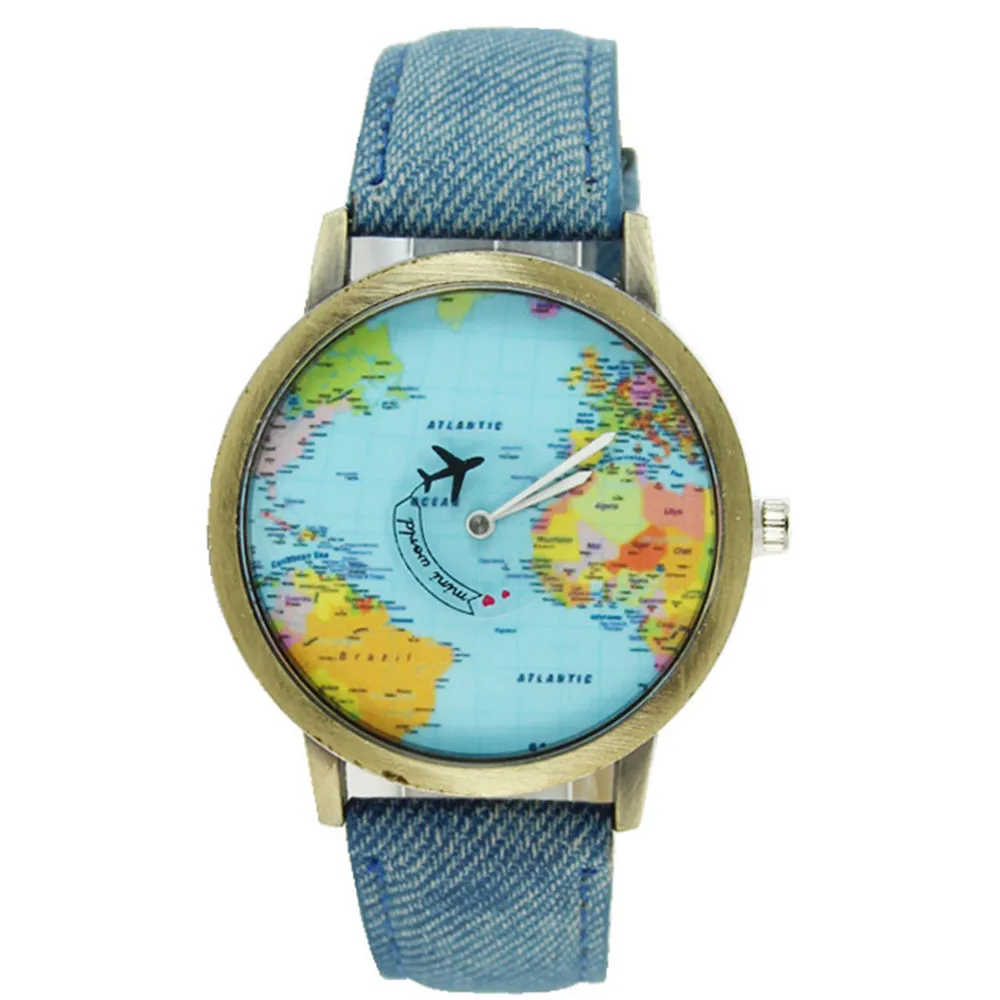 

Ladies Watch Wristwatch Bracelet Leather wrist New Global Travel By Plane Map Women Dress Quartz Watch 2018 Relogio Feminino new
