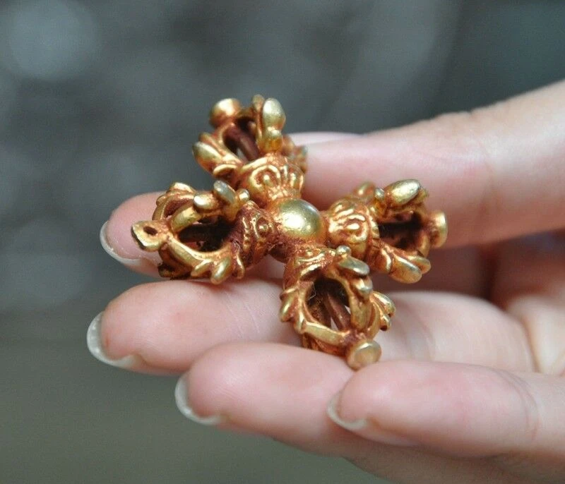 2 &quotтибетская бронза 24k Золотая позолота буддизм Phurpa пестик Vajra Амулет