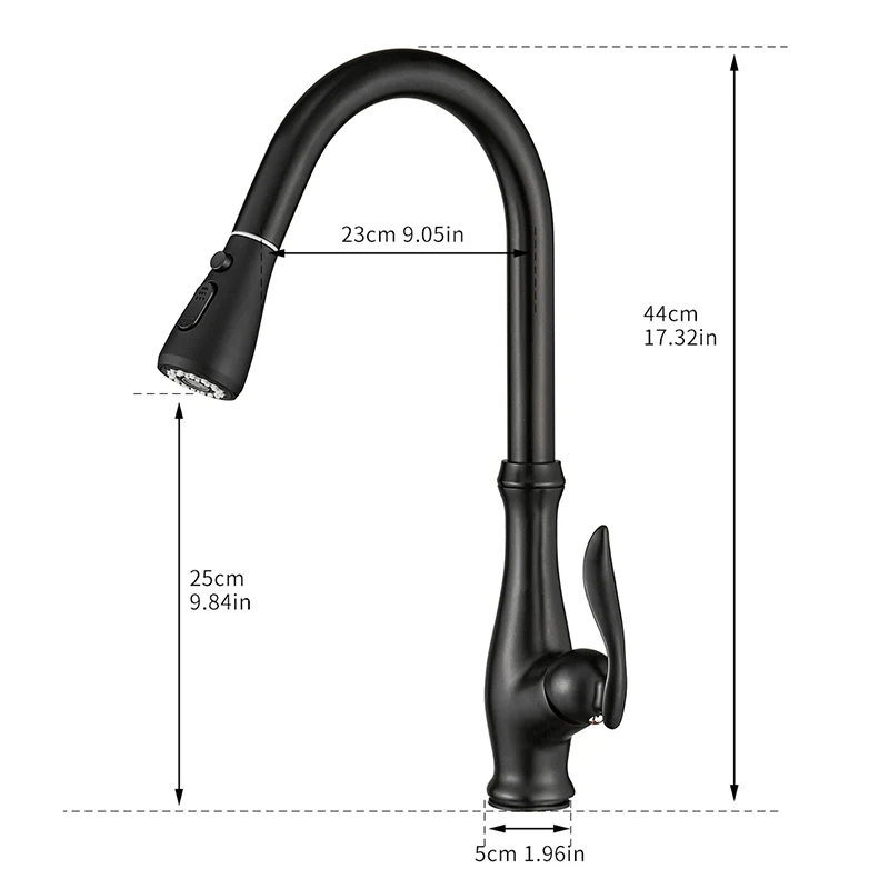 FLG Kitchen Faucets Pull Down Out Tap New Design Black High Quality Brass Sink Mixer Taps 1016-33B | Обустройство дома