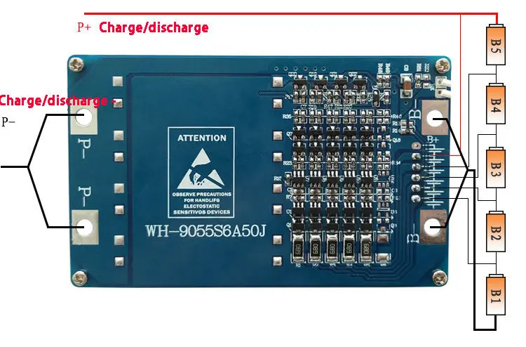 5S 50A 18 5 V 21V Li-Ion литиевые BMS PCM Защитная плата зарядного устройства с балансировкой