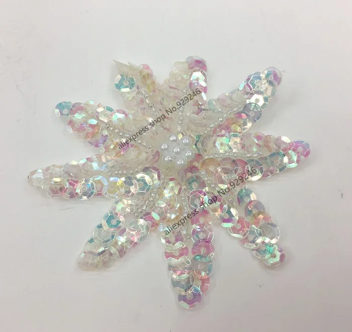 16 шт./лот модные красные бежевые черные блестки Аппликация из бисера цветок