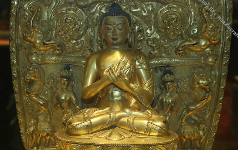 20.8" Tibet Temple Pure Bronze 24K Gold 5 Sakyamuni Shakyamuni Buddha Statue Set | Дом и сад
