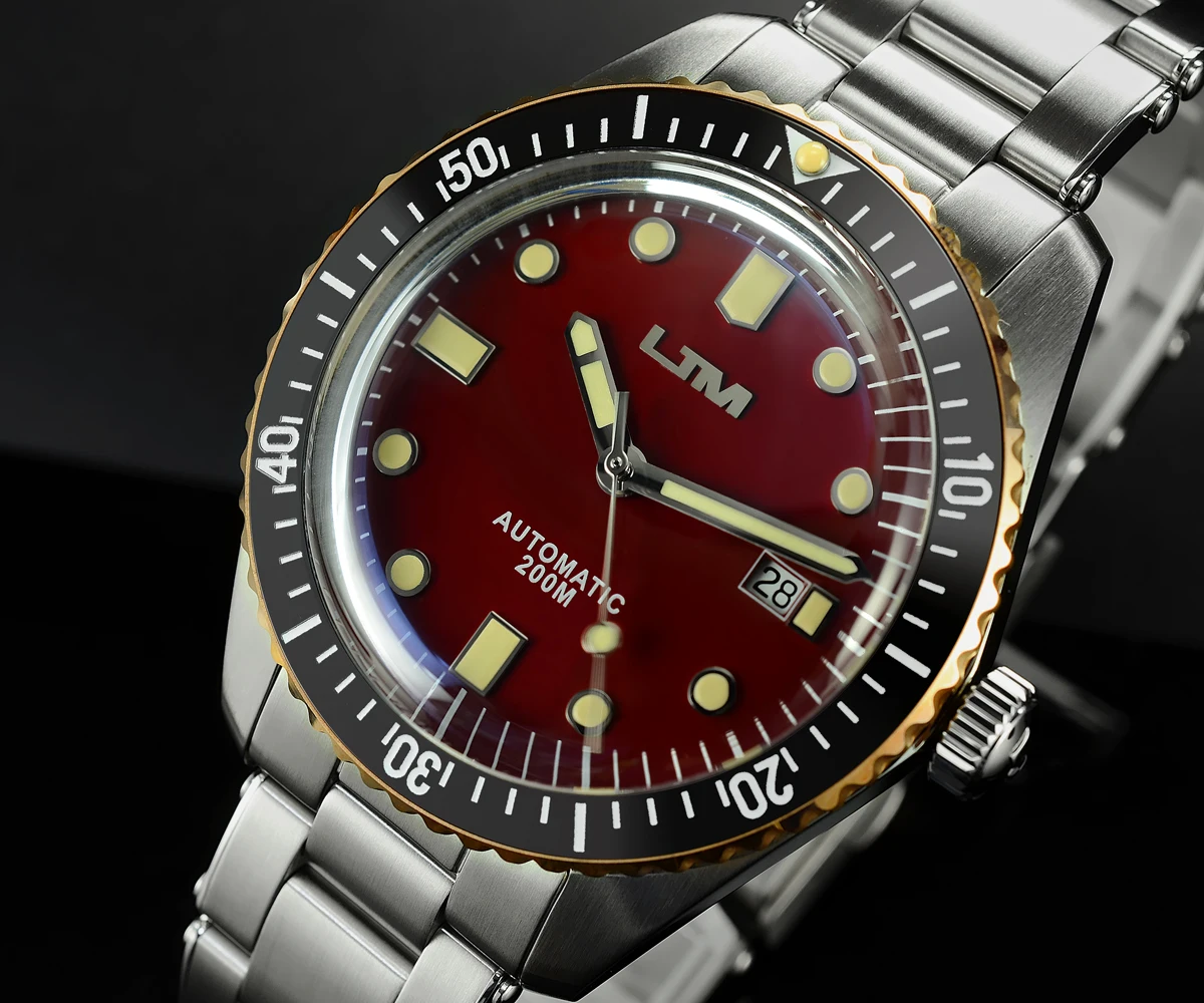 Lugyou San Martin Sea Master Diver Мужские часы автоматические нержавеющая сталь Бронзовый ободок металлический браслет вращающийся супер свечение 20 атм