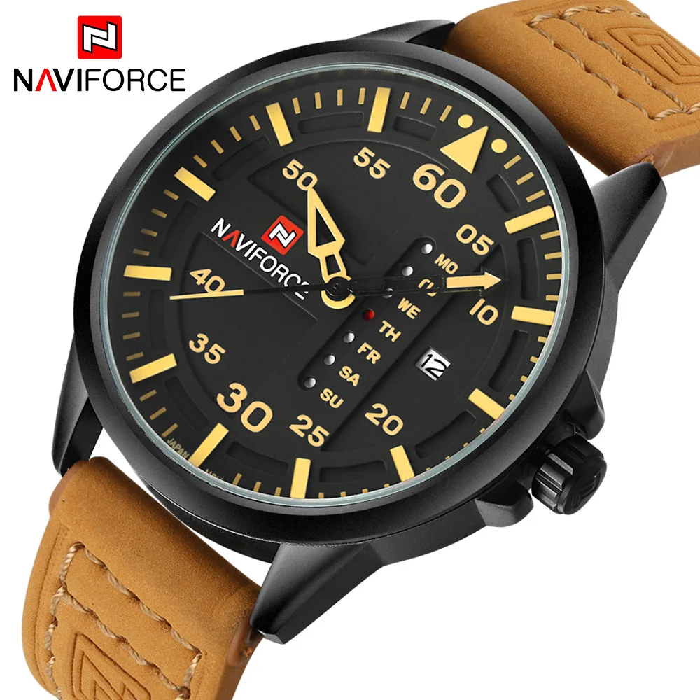 NAVIFORCE Топ люксовый бренд мужские армейские часы светящиеся кварцевые Дата Часы