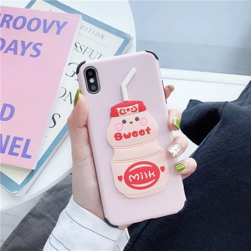 Япония Корея 3D милый молочный клубничный напиток мягкий чехол для huawei P30 mate 20 Pro Nova