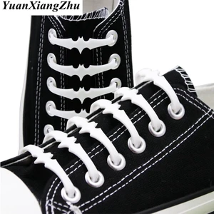 16 шт.компл. эластичные силиконовые шнурки Пластик без завязок; Шнурки белая силиконовая обувь для взрослых с летучей мышью, спальный комплект Форма шнурки L7