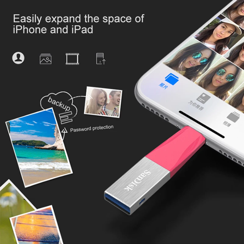 SanDisk 100% Подлинная USB флэш накопитель для iphone ipad и ПК 128 Гб 64 Флешка 32 16 оригинальный