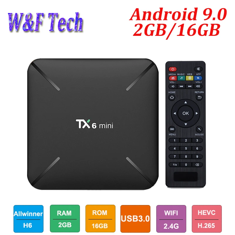 TX6 Мини Смарт ТВ бокс android 9 0 Allwinner H6 2 Гб 16 4 ГГц WiFi Поддержка 4K H.265 телеприставка Google